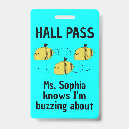 Niedlicher, individuell anpassbarer Hall Pass Bumb Ausweis