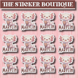 Niedlicher Individuelle Name Adorable Axolotl Boba Aufkleber