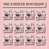 Niedlicher Individuelle Name Axolotl Eating Noodle Aufkleber