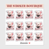 Niedlicher Individuelle Name Axolotl Eating Noodle Aufkleber (Blatt)