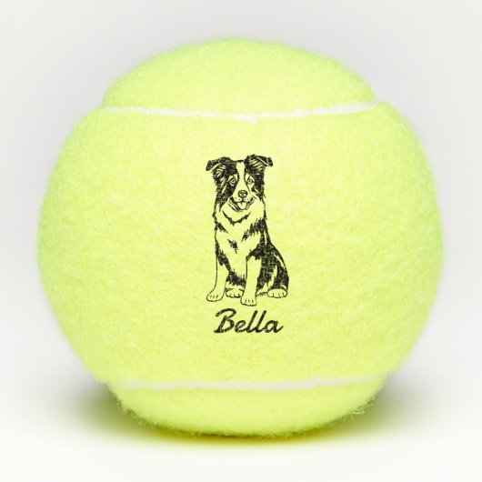 Niedlicher Individuelle Name Border Collie Dog Toy Tennisbälle (Vorderseite)