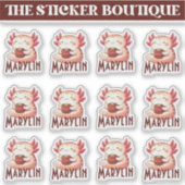 Niedlicher Individuelle Name Cosy Axolotl Coffee S Aufkleber (Vorderseite)