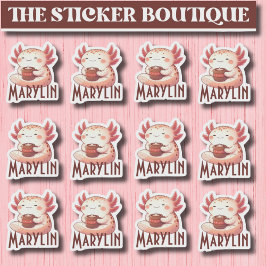 Niedlicher Individuelle Name Cosy Axolotl Coffee S Aufkleber