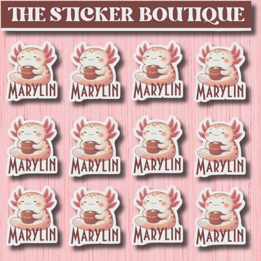 Niedlicher Individuelle Name Cosy Axolotl Coffee S Aufkleber