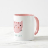 Niedlicher Individuelle Name der rosa Katze Tasse (VorderseiteRechts)