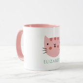 Niedlicher Individuelle Name der rosa Katze Tasse (Vorderseite Links)