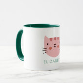 Niedlicher Individuelle Name der rosa Katze Tasse (Vorderseite Links)