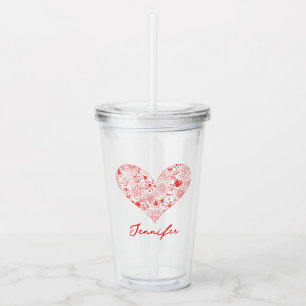 Niedlicher Individuelle Name des Roten Valentins Acryltrinkbecher
