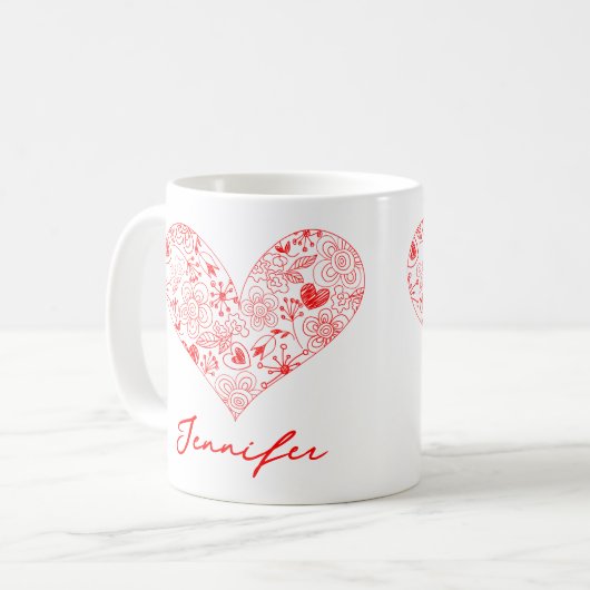 Niedlicher Individuelle Name des Roten Valentins Kaffeetasse (Vorderseite Links)