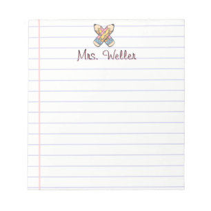 Niedlicher Individuelle Name Lehrerin Retro-Stift- Notizblock