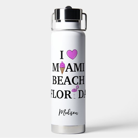 Niedlicher individuelle Name Miami Beach Trinkflasche (Hinten)