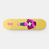 Niedlicher individuelle Name mit rosa Haaren Skateboard (Horizontal)