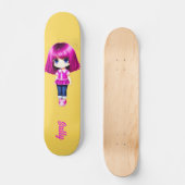 Niedlicher individuelle Name mit rosa Haaren Skateboard (Vorderseite)
