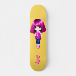 Niedlicher individuelle Name mit rosa Haaren Skateboard
