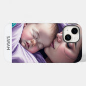 Niedlicher Individuelle Name Mutter und Baby-Zahns Case-Mate iPhone Hülle (Rückseite (Horizontal))