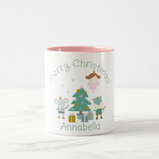 Niedlicher Individuelle Name Nutcracker Weihnachte Zweifarbige Tasse (Mittel)