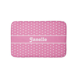 Niedlicher Individuelle Name Polka Dot Pink und We Badematte