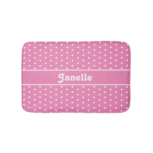 Niedlicher Individuelle Name Polka Dot Pink und We Badematte (Vorderseite)