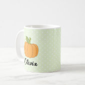 Niedlicher Individuelle Name Polka Dot und Pumpkin Kaffeetasse (Vorderseite Links)