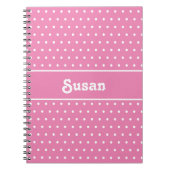 Niedlicher Individuelle Name Polka Dots Rosa und W Notizblock (Vorderseite)