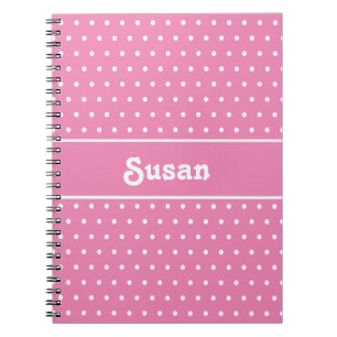 Niedlicher Individuelle Name Polka Dots Rosa und W Notizblock