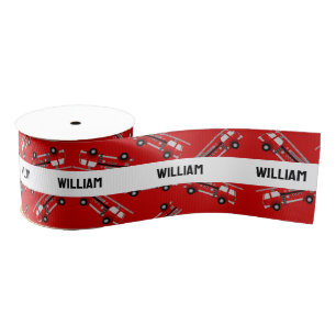 Niedlicher Individuelle Name Red Firetruck Kinderg Ripsband