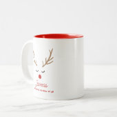Niedlicher Individuelle Name Reindeer Weihnachten Zweifarbige Tasse (Vorderseite Links)