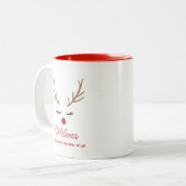Niedlicher Individuelle Name Reindeer Weihnachten Zweifarbige Tasse (Vorderseite Links)
