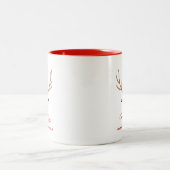 Niedlicher Individuelle Name Reindeer Weihnachten Zweifarbige Tasse (Mittel)