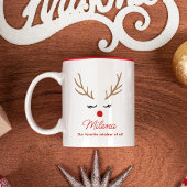 Niedlicher Individuelle Name Reindeer Weihnachten Zweifarbige Tasse