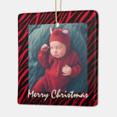 Niedlicher Individuelle Name und Foto Roter Zebra  Keramikornament (Links)