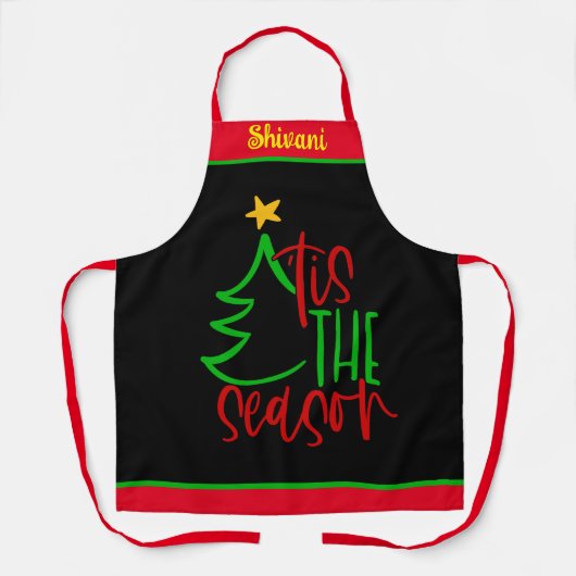 Niedlicher Individuelle Name Weihnachtsbaum Schürz Schürze (Vorderseite)