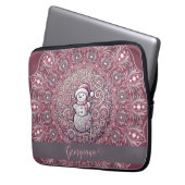 Niedlicher Individuelle Name Whimsical Pink Snowma Laptopschutzhülle (Vorderseite Links)