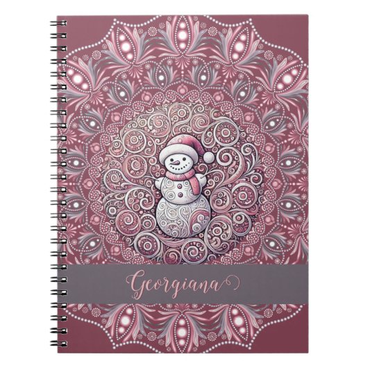 Niedlicher Individuelle Name Whimsical Pink Snowma Notizblock (Vorderseite)