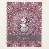 Niedlicher Individuelle Name Whimsical Pink Snowma Planer (Vorderseite)