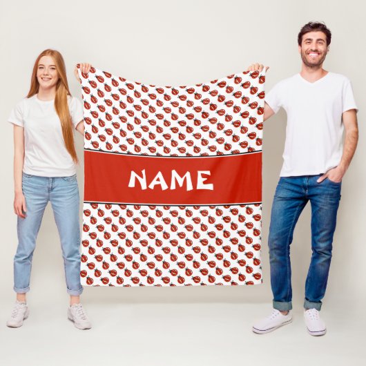 Niedlicher Individuelle Name "White & Red Ladybugs Fleecedecke (Beispiel)