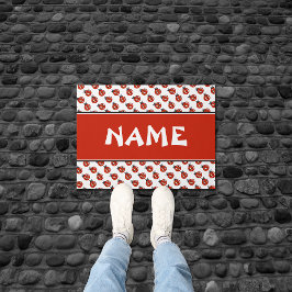Niedlicher Individuelle Name "White & Red Ladybugs Fußmatte