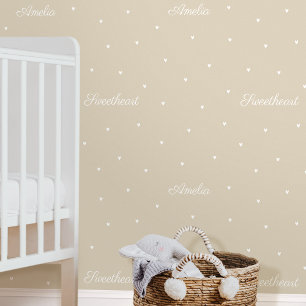 Niedlicher Individuelle Name Wörter Herz Beige Kin Tapete