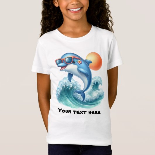 Niedlicher, individueller Stranddelphin T-Shirt (Vorderseite)