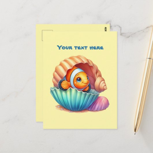 Niedlicher, individueller Strandfisch Postkarte (Vorderseite/Rückseite Beispiel)