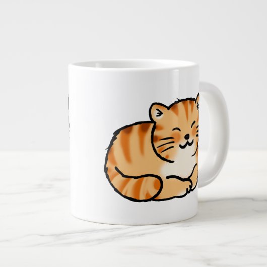 niedlicher Ingwer und weiße Katze Jumbo-Tasse (Vorderseite Rechts)