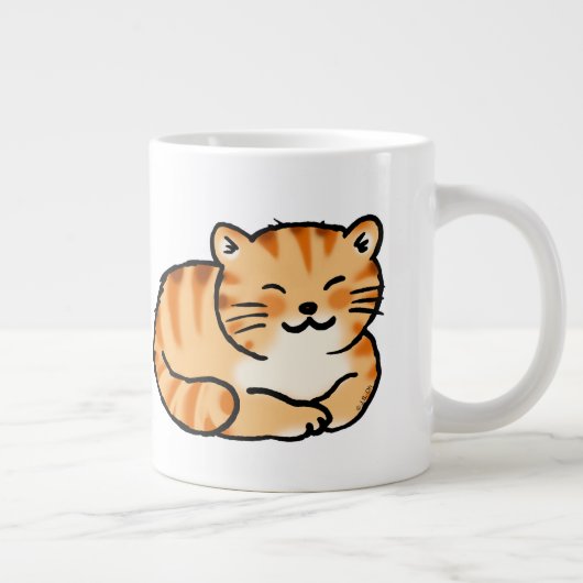 niedlicher Ingwer und weiße Katze Jumbo-Tasse (Rechts)