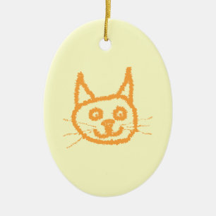 Niedlicher Ingwerkatzen-Cartoon, auf Creme Keramik Ornament