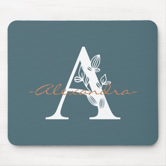 Niedlicher Initial und Name hübsche Farbe Türkis Mousepad (Vorne)