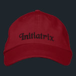 Niedlicher Initiatrix Zitat verführerisch Red Blac Bestickte Baseballkappe<br><div class="desc">Personalisiert verführerisch rot,  Chino Twill Baseball Cap mit schwarzer Stickerei und dem Text Initiatrix. Ein lustiges Geburtstagsgeschenk oder niedliches Accessoire.</div>