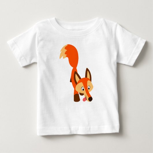 Niedlicher inquisitiver Cartoon Fox Baby T - Shirt (Vorderseite)