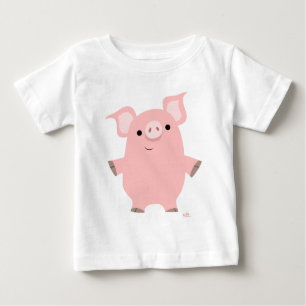 Niedlicher inquisitiver Cartoon Pig Baby T - Shirt