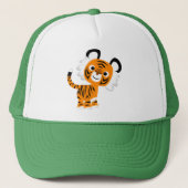 Niedlicher inquisitiver Cartoon Tiger Hat Truckerkappe (Vorderseite)