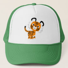 Niedlicher inquisitiver Cartoon Tiger Hat