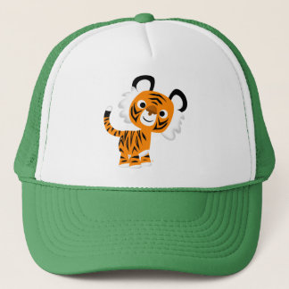 Niedlicher inquisitiver Cartoon Tiger Hat Truckerkappe